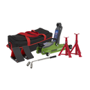 Sealey 1020LEHVBAGCOMBO 2tonne Low Entry Short Chassis Trolley Jack & Accessories Bag Combo - Hi-Vis Green