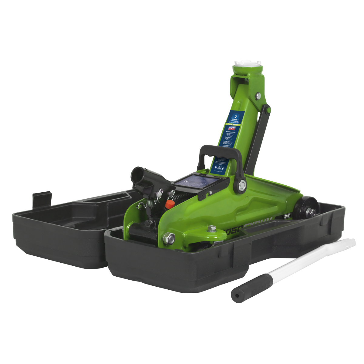 Sealey 1050CXDHV 2tonne Short Chassis Hi-Vis Trolley Jack with Storage Case