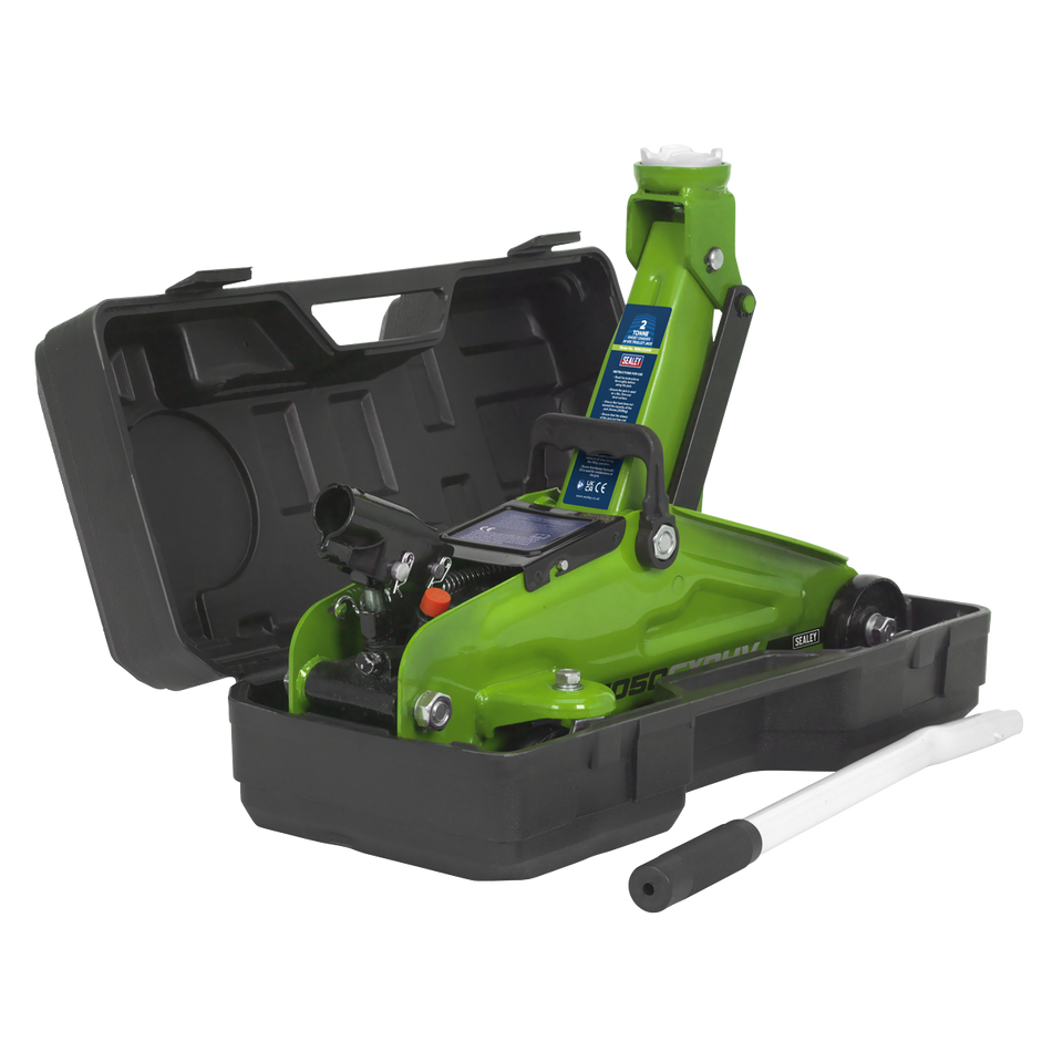 Sealey 1050CXDHV 2tonne Short Chassis Hi-Vis Trolley Jack with Storage Case