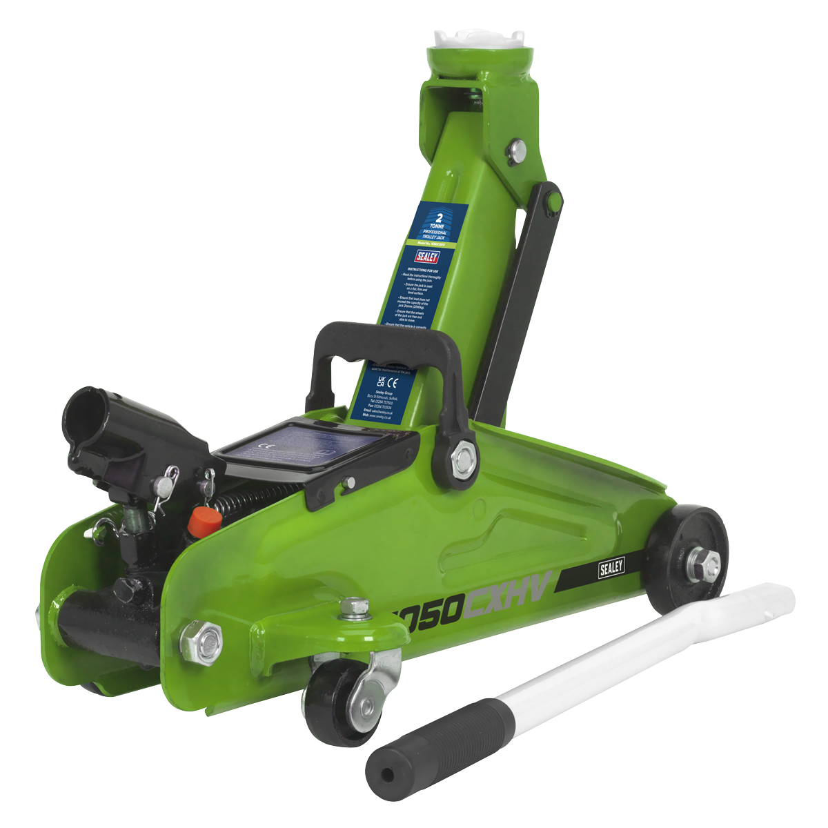 Sealey 1050CXHV 2tonne Short Chassis Trolley Jack - Hi-Vis