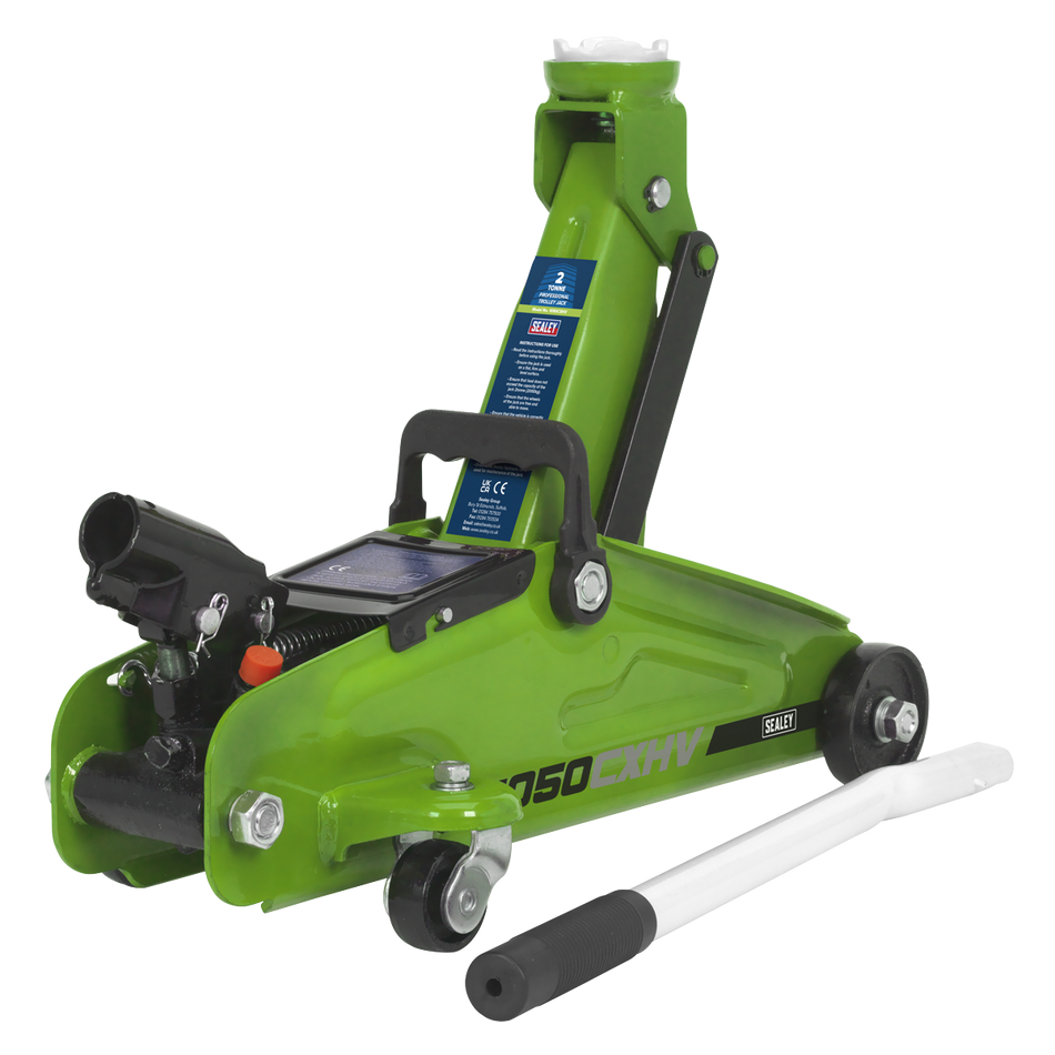 Sealey 1050CXHV 2tonne Short Chassis Trolley Jack - Hi-Vis