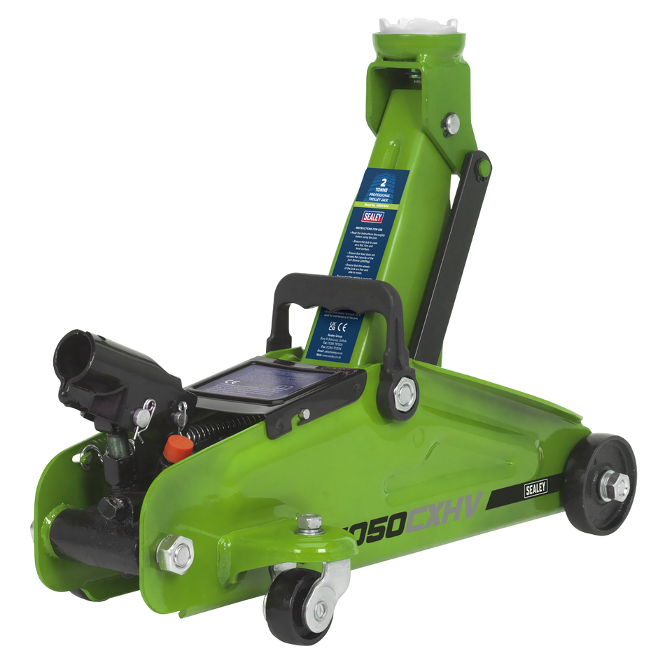 Sealey 1050CXHV 2tonne Short Chassis Trolley Jack - Hi-Vis