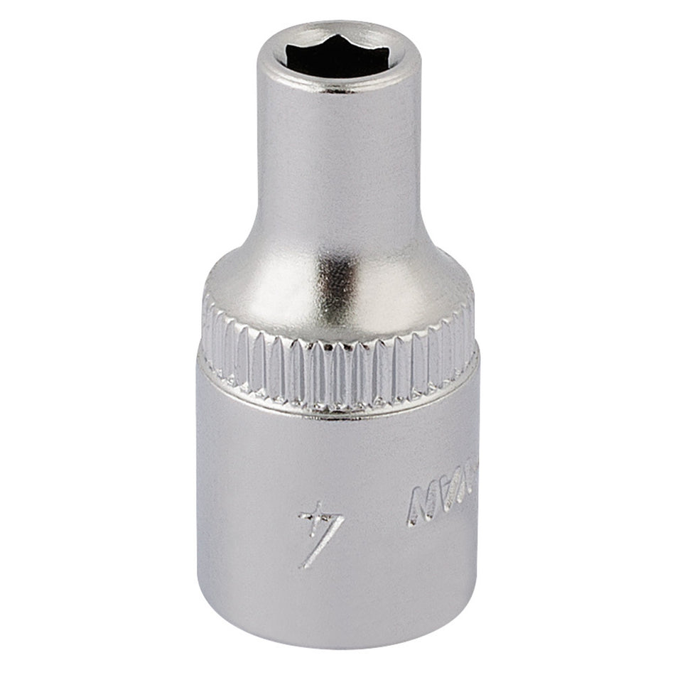 Draper 11091 Elora Hexagon Socket, 1/4" Sq. Dr., 4mm