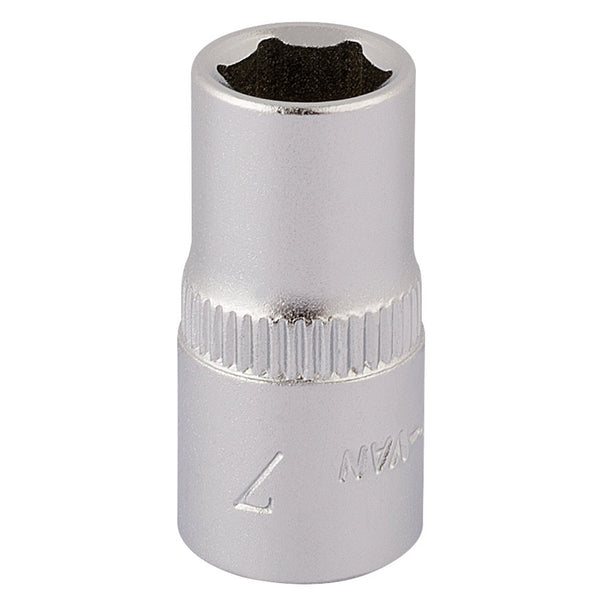 Draper 11096 Elora Hexagon Socket, 1/4" Sq. Dr., 7mm