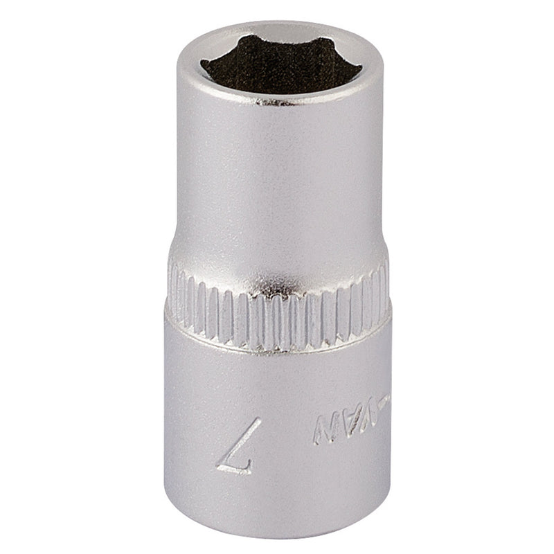 Draper 11096 Elora Hexagon Socket, 1/4" Sq. Dr., 7mm