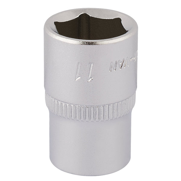 Draper 11100 Elora Hexagon Socket, 1/4" Sq. Dr., 11mm