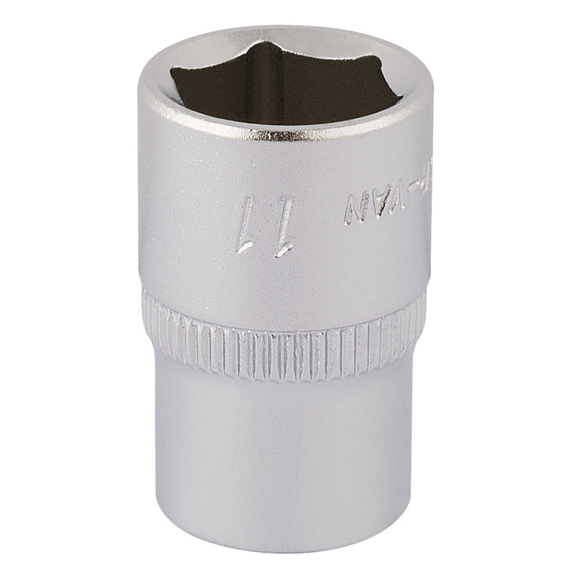 Draper 11100 Elora Hexagon Socket, 1/4" Sq. Dr., 11mm