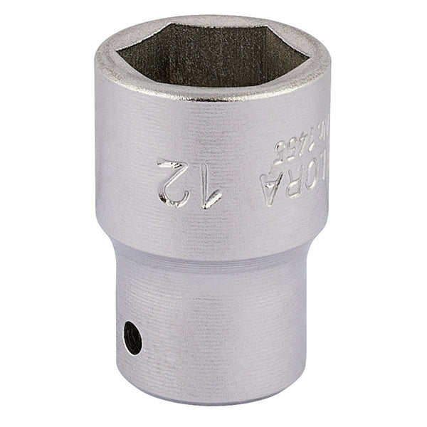 Draper 11101 Elora Hexagon Socket, 1/4" Sq. Dr., 12mm