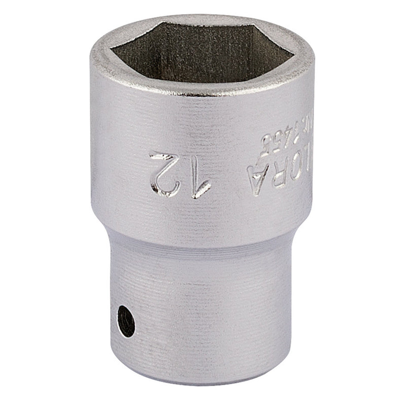 Draper 11101 Elora Hexagon Socket, 1/4" Sq. Dr., 12mm