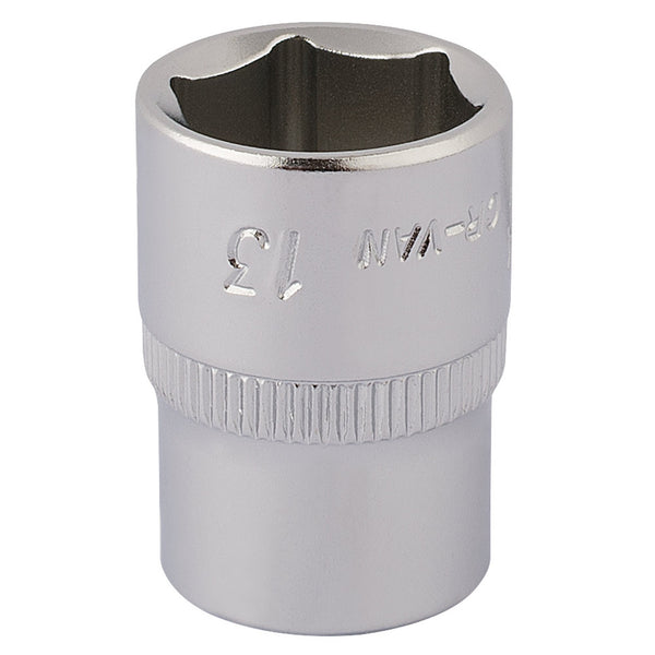 Draper 11102 Elora Hexagon Socket, 1/4" Sq. Dr., 13mm