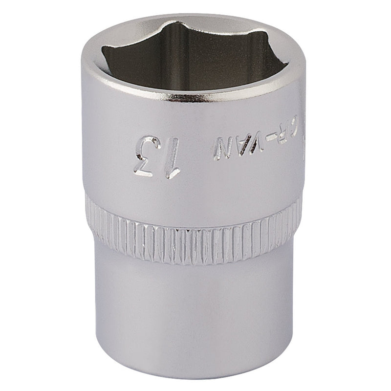 Draper 11102 Elora Hexagon Socket, 1/4" Sq. Dr., 13mm