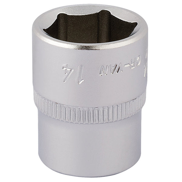 Draper 11103 Elora Hexagon Socket, 1/4" Sq. Dr., 14mm
