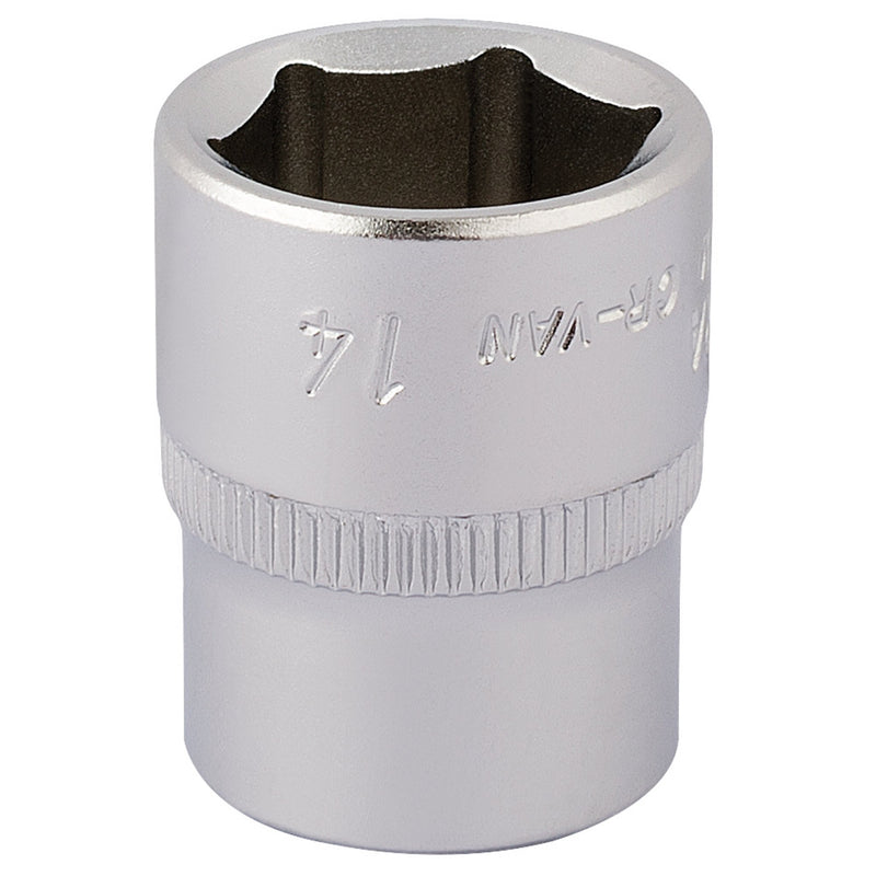 Draper 11103 Elora Hexagon Socket, 1/4" Sq. Dr., 14mm