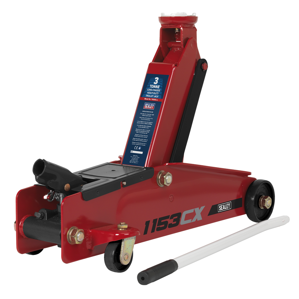Sealey 1153CX 3tonne Long Chassis Heavy-Duty Trolley Jack