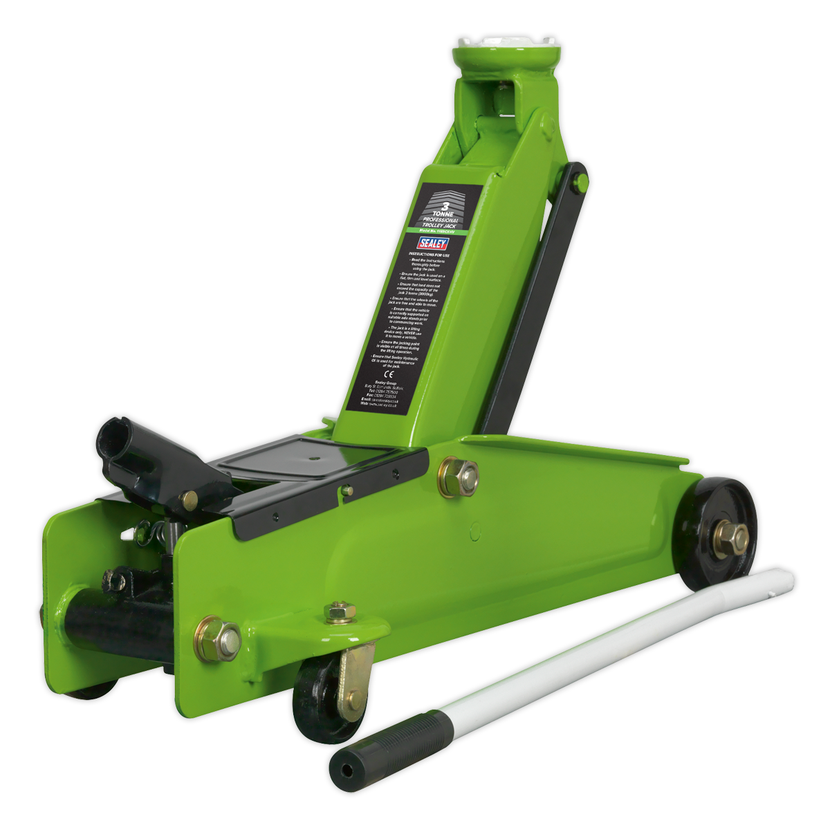 Sealey 1153CXHV 3tonne Long Chassis Heavy-Duty Trolley Jack - Hi-Vis