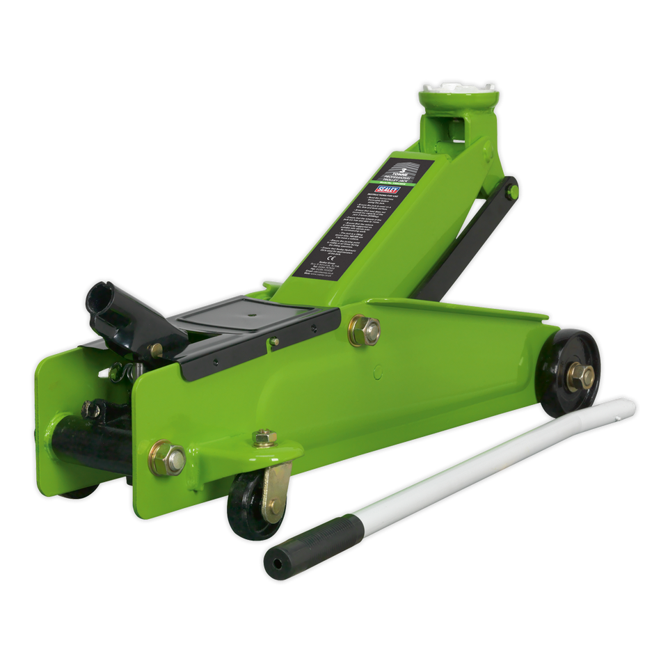 Sealey 1153CXHV 3tonne Long Chassis Heavy-Duty Trolley Jack - Hi-Vis