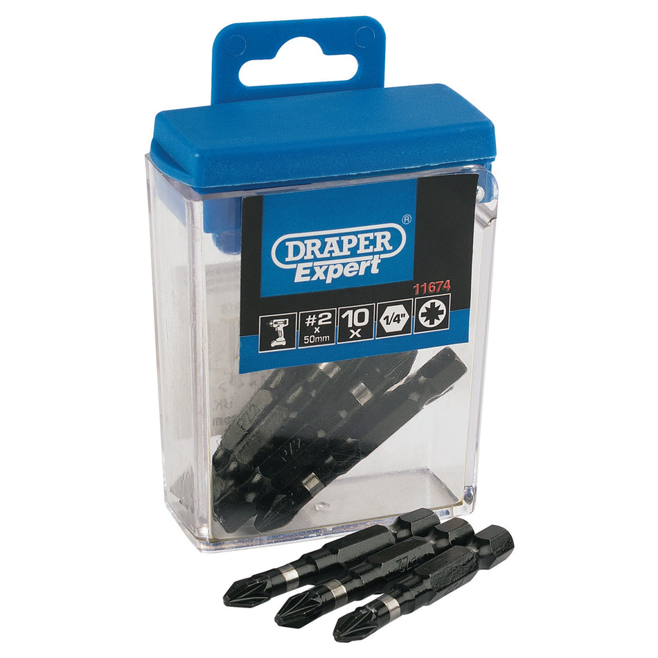 Draper 11674 PZ Type Impact Bits, No.2 x 50mm (10 Piece)