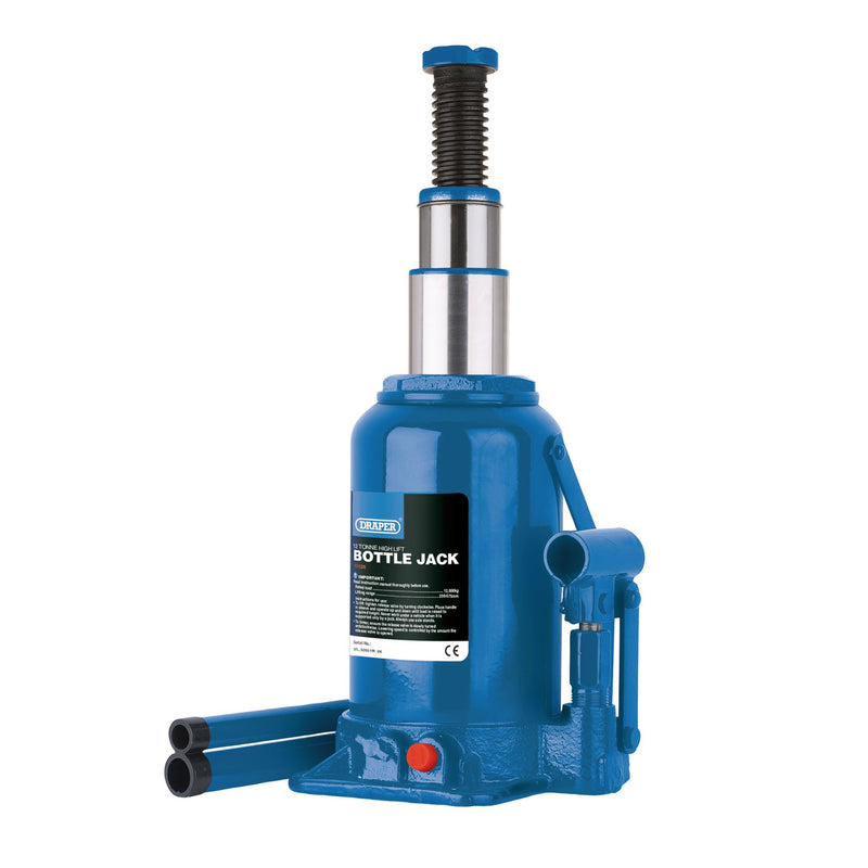 Draper 13126 High Lift Hydraulic Bottle Jack, 12 Tonne