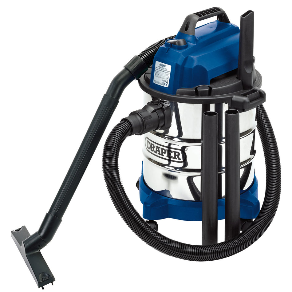Draper 13785 230V Wet and Dry Vacuum Cleaner with Stainless Steel Tank, 20L, 1250W