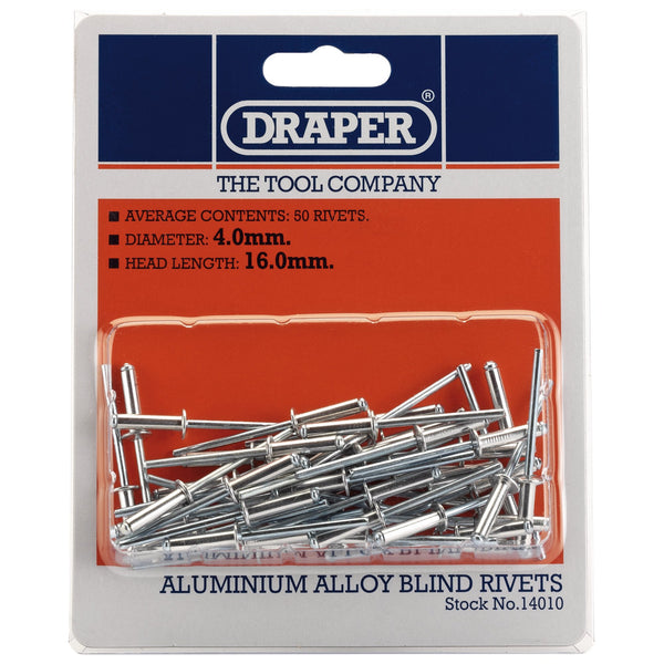 Draper 14010 Blind Rivets, 4 x 15.8mm (50 Piece)