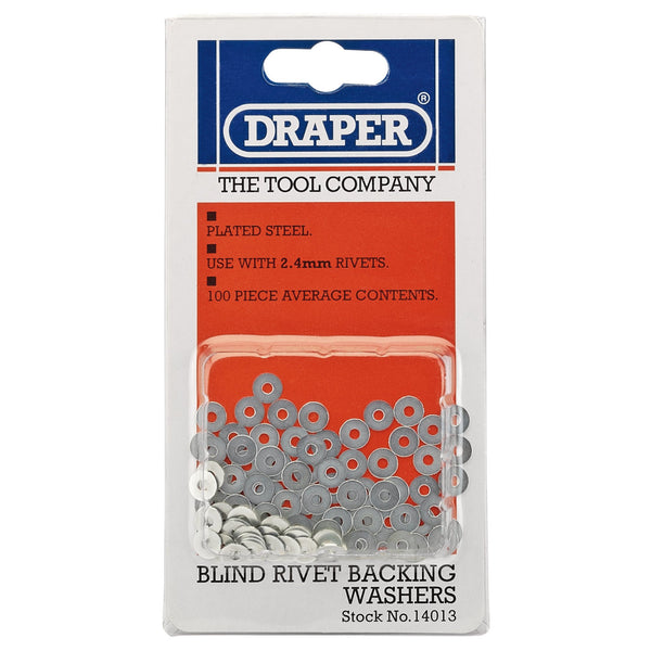 Draper 14013 Rivet Backing Washers, 2.4mm (100 Piece)