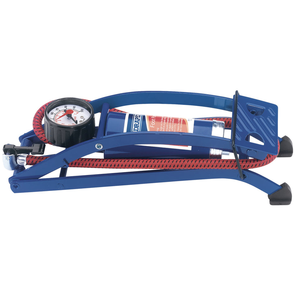 Draper 14172 Single Cylinder Foot Pump with Pressure Gauge