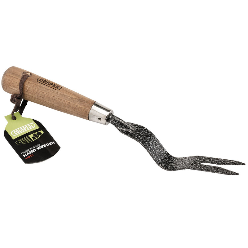 Draper 14315 Carbon Steel Heavy Duty Hand Weeder with Ash Handle, 125mm