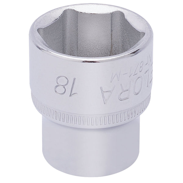Draper 15235 Elora Hexagon Socket, 3/8" Sq. Dr., 18mm