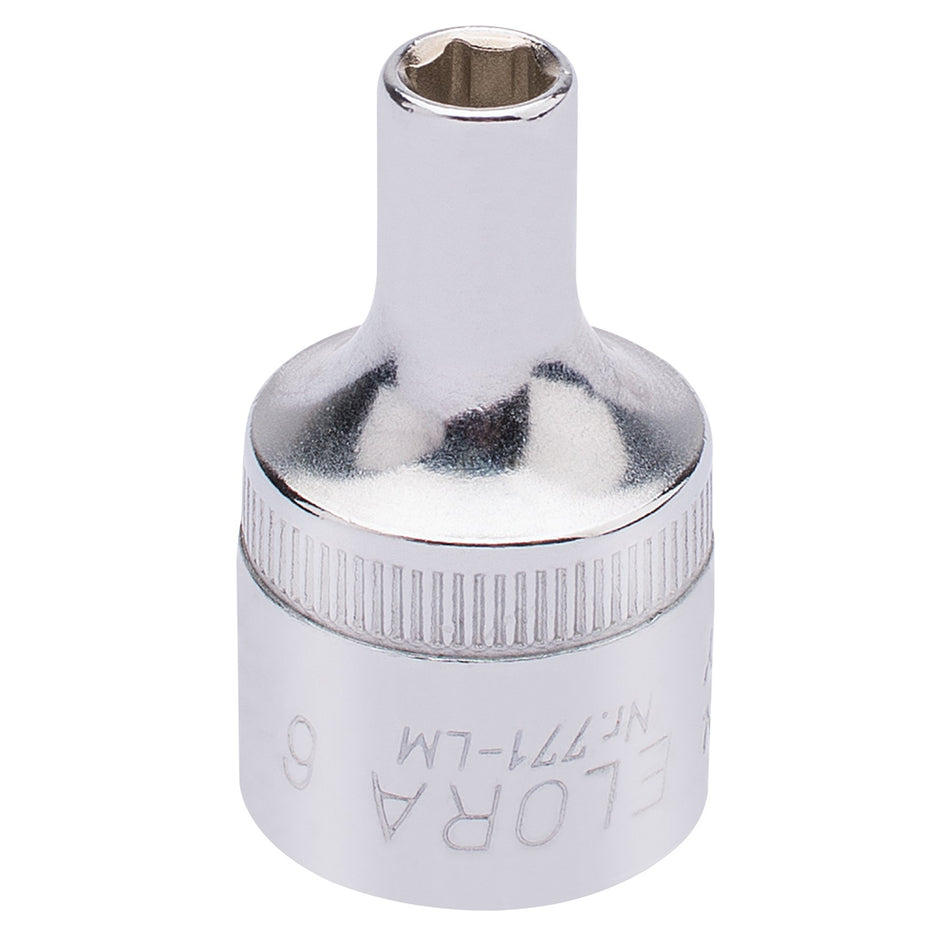 Draper 15295 Elora Hexagon Socket, 1/2" Sq. Dr., 6mm