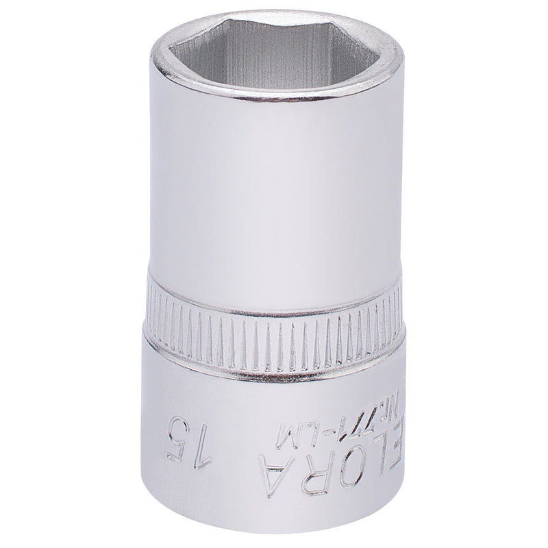 Draper 15304 Elora Hexagon Socket, 1/2" Sq. Dr., 15mm