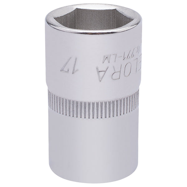 Draper 15306 Elora Hexagon Socket, 1/2" Sq. Dr., 17mm