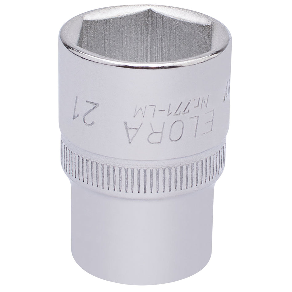 Draper 15310 Elora Hexagon Socket, 1/2" Sq. Dr., 21mm