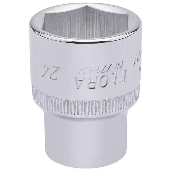 Draper 15313 Elora Hexagon Socket, 1/2" Sq. Dr., 24mm