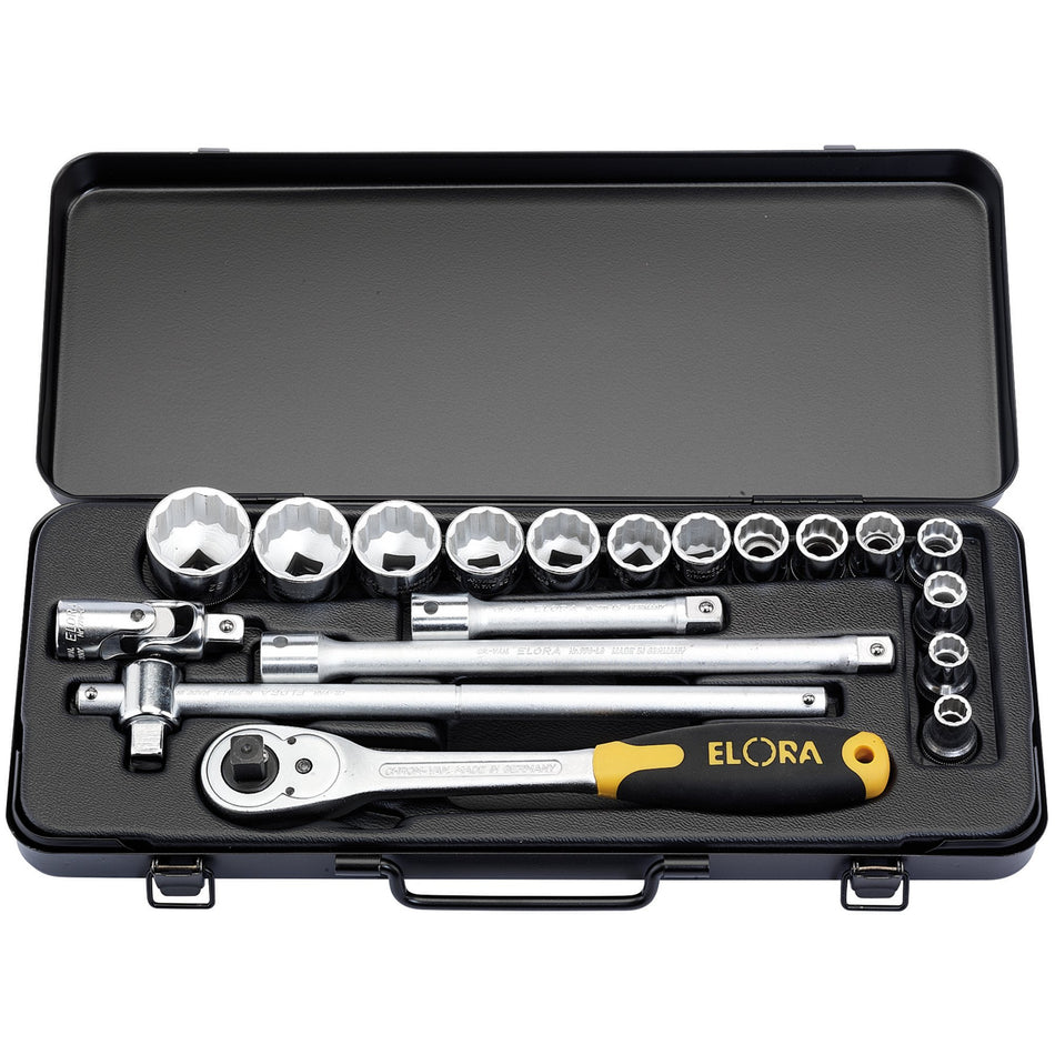 Draper 15356 Metric Socket Set, 1/2" Sq. Dr. (19 Piece)