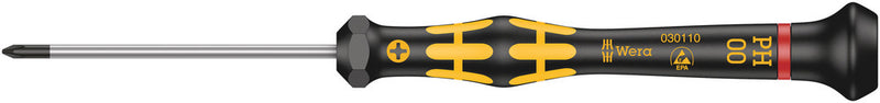 Wera 05030110001 1550 PH ESD Kraftform Micro screwdriver for Phillips screws, PH 00 x 60 mm