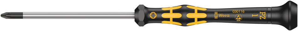Wera 05030116001 1555 PZ ESD Kraftform Micro screwdriver for Pozidriv screws, PZ 1 x 80 mm