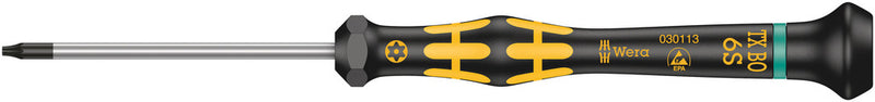 Wera 05030114001 1567 TORXÃ‚Â® BO ESD Kraftform Micro screwdriver for tamper-proof TORXÃ‚Â® screws, TX 8 BO x 60 mm