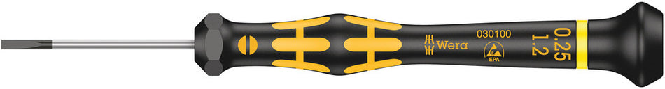Wera 05030100001 1578 A ESD Kraftform Micro screwdriver for slotted screws, 0.25 x 1.2 x 40 mm