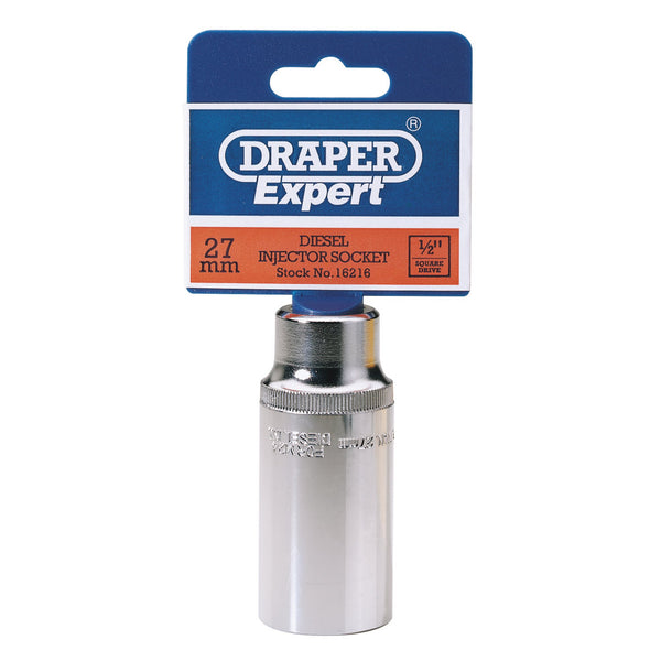 Draper 16216 Diesel Injector Socket, 1/2" Sq. Dr., 27mm