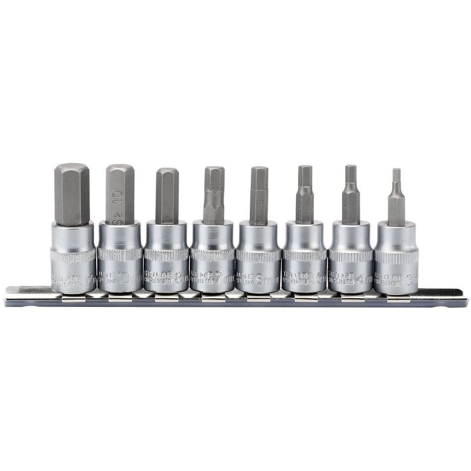 Draper 16285 Metric Hex. Socket Bit Set, 3/8" Sq. Dr., 48mm (8 Piece)