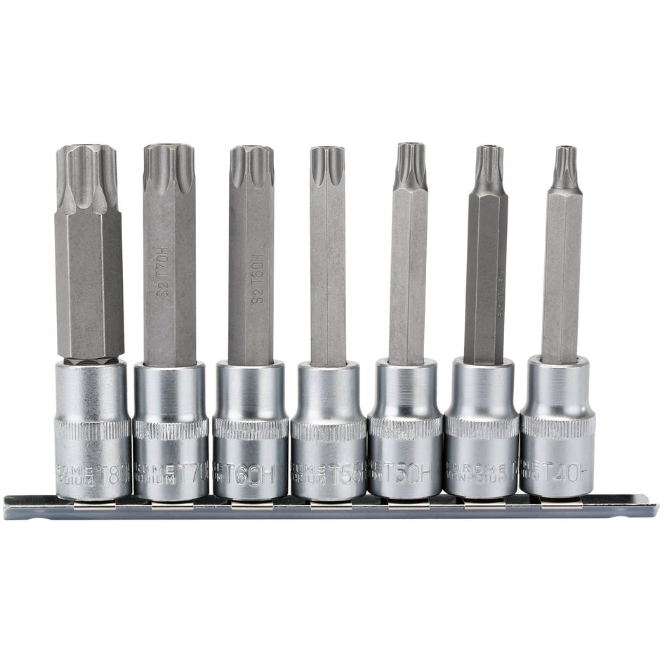 Draper 16338 Draper TX-STAR® Security Socket Bit Set, 1/2" Sq. Dr., 100mm (7 Piece)