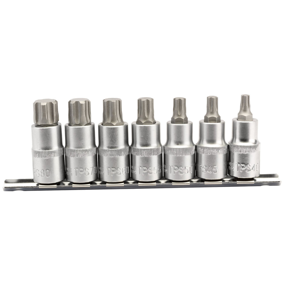 Draper 16341 Draper TX-STAR® Plus Socket Bit Set, 1/2" Sq. Dr., 55mm (7 Piece)