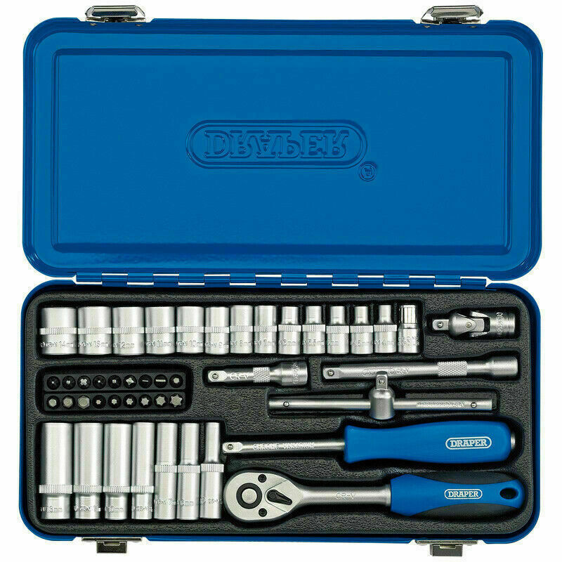 Draper 16365 45 Piece 1/4in Sq Dr Metric Socket Set With Metal Case