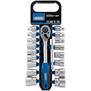 Draper 16375 Metric Socket and Ratchet Set, 1/2" Sq. Dr. (19 Piece)