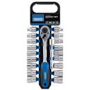 Draper 16376 Combined MM/AF Socket and Ratchet Set, 1/2" Sq. Dr. (20 Piece)