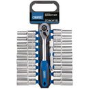 Draper 16377 Combined MM/AF Deep Socket and Ratchet Set, 1/2" Sq. Dr. (20 Piece)