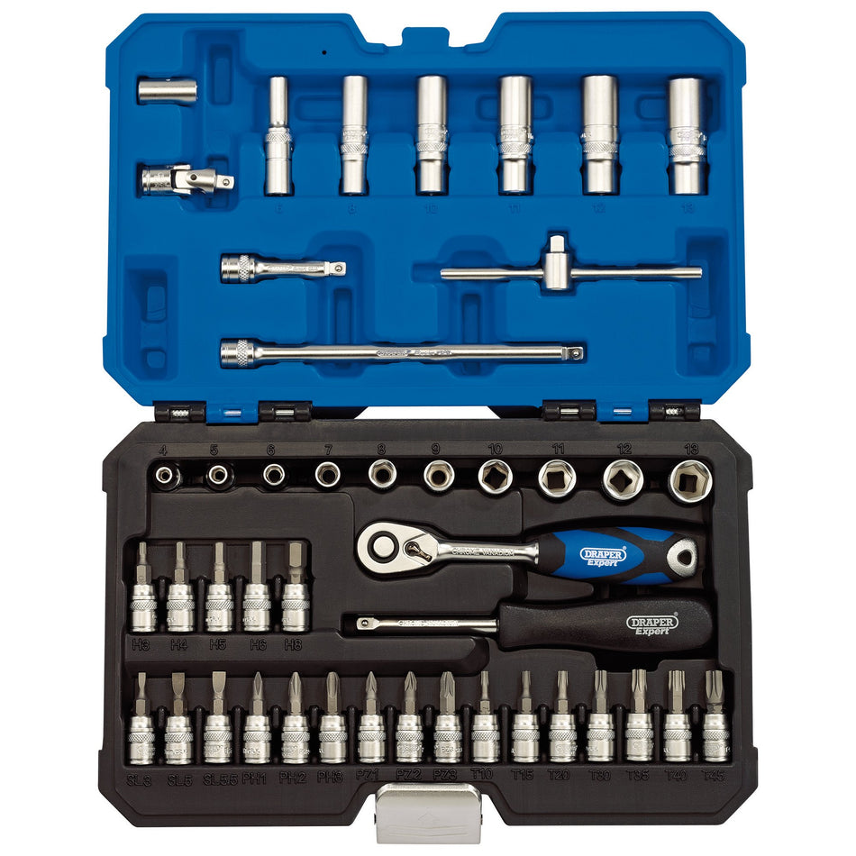 Draper 16446 Metric Socket Set, 1/4" Sq. Dr. (44 Piece)