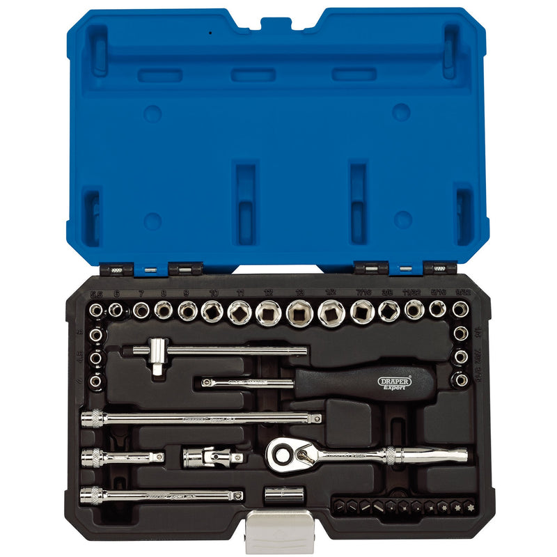 Draper 16464 Combined MM/AF Socket Set, 1/4" Sq. Dr. (40 Piece)