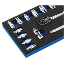 Draper 16476 Metric Socket Set, 1/4" Sq. Dr. (26 Piece)