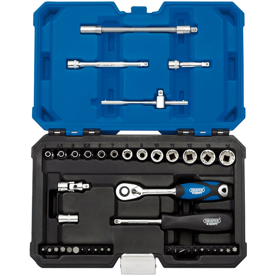 Draper 16479 Multi-Drive® Metric Socket Set, 1/4" Sq. Dr. (43 Piece)